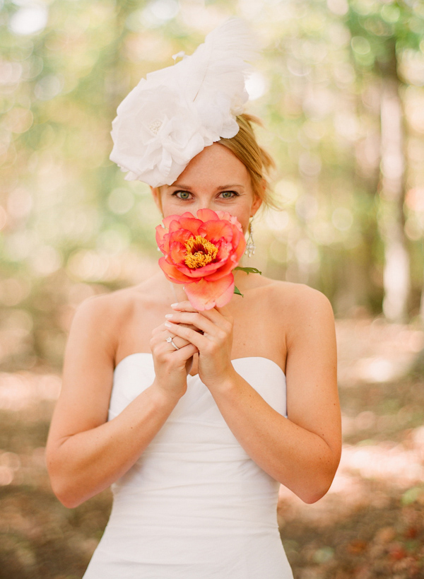 beautiful bride with hairpiece wedding photo by Elizabeth Messina Photography
